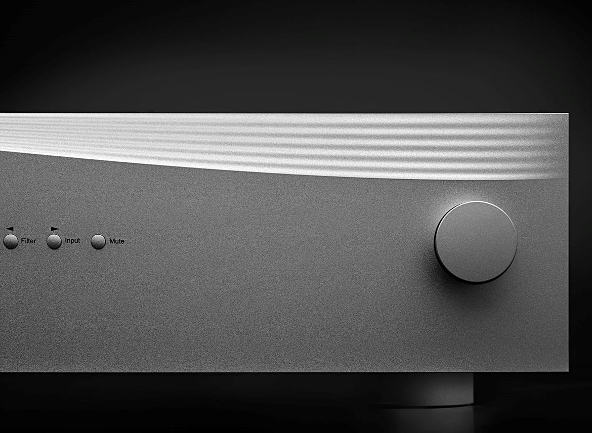 dCS Rossini APEX DAC - botão de volume pormenor dos mini botões de funções