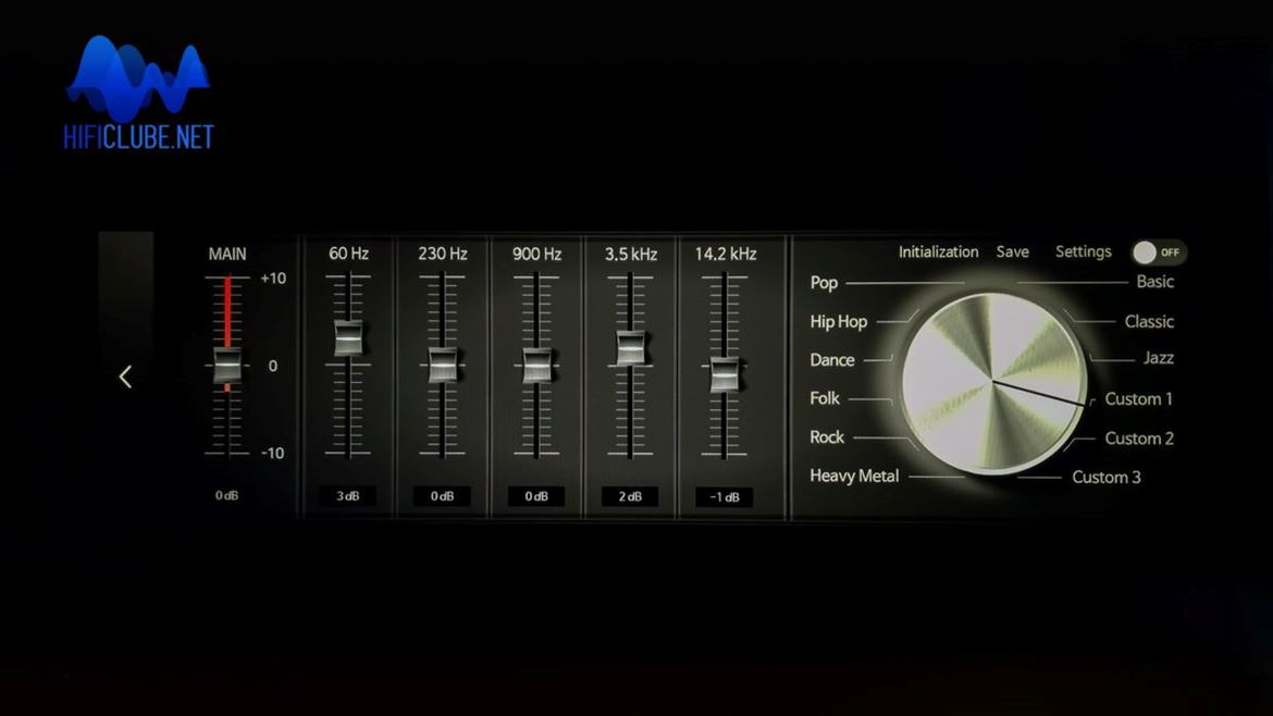 RS520 equaliser: presets and manual frequency adjustment