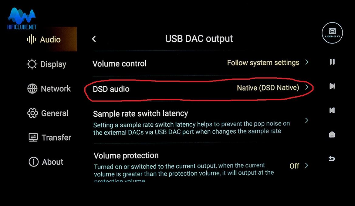 • DSD playback comes factory-configured for DoP (DSD over PCM). For optimal performance, it should be configured as DSD Native.