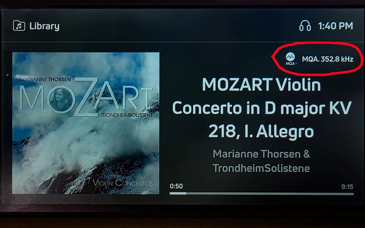The ICON fully decodes MQA files up to 352.8 kHz