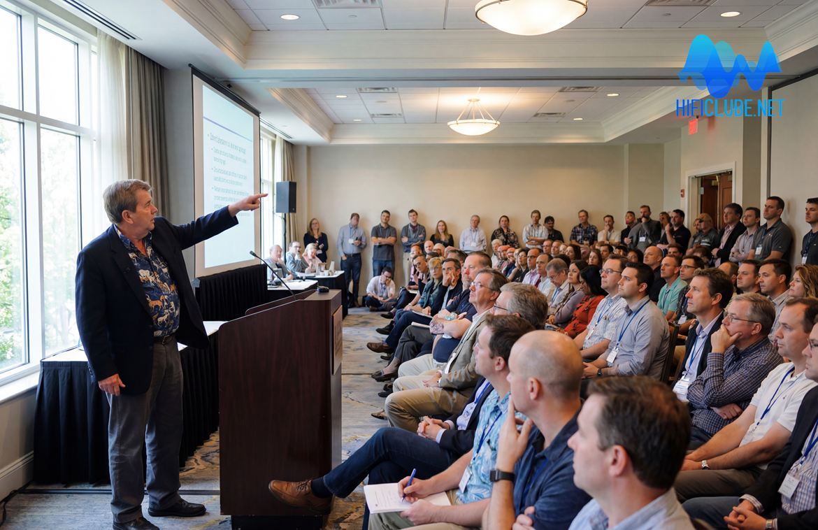 O 'Mestre'Harry Pearson dá uma palestra sobre transparência em áudio.