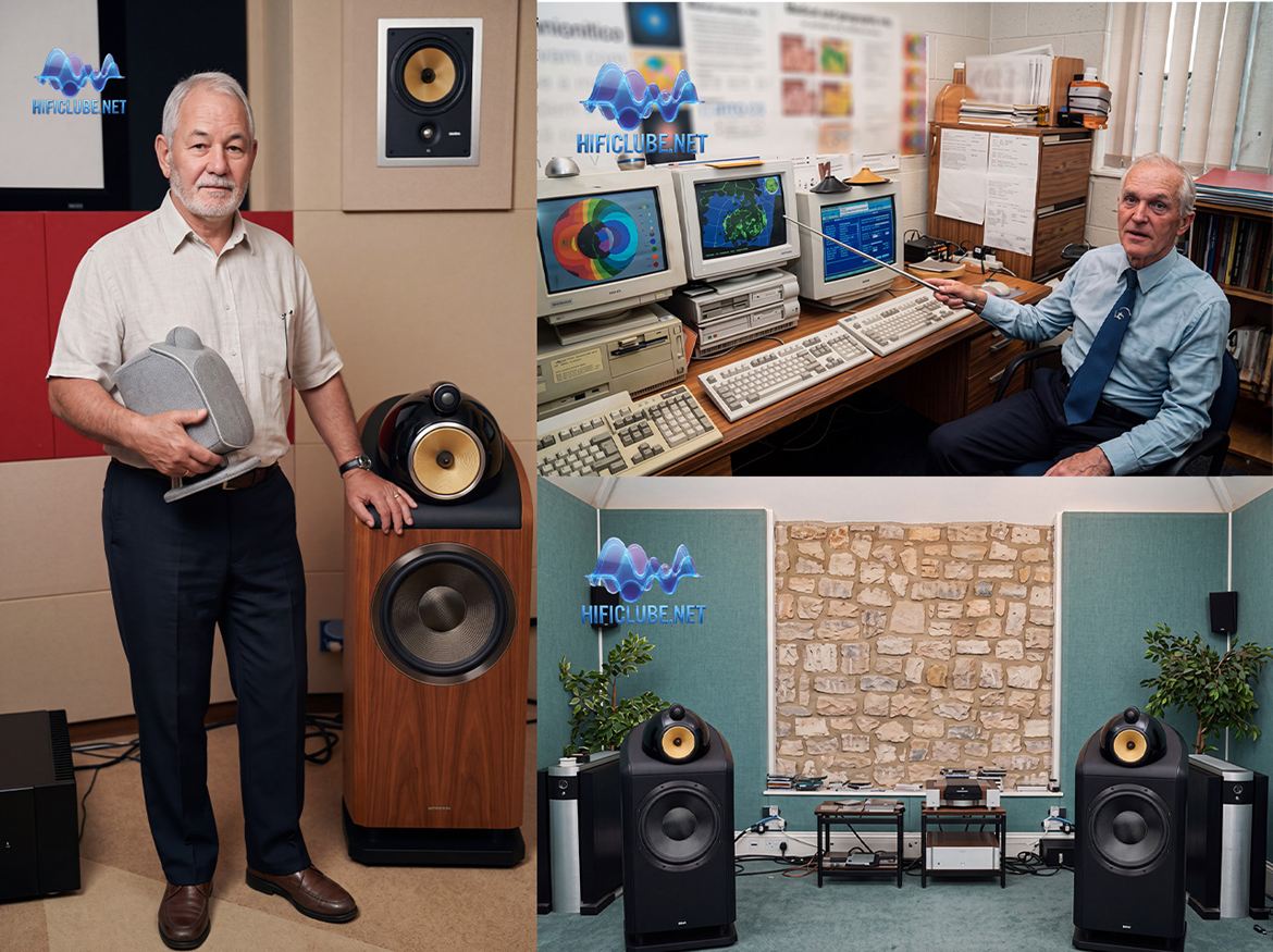 Prof. John Dibb (left), John Fryers (top right), and the first B&W Nautilus 801 with Marlan head and front port.