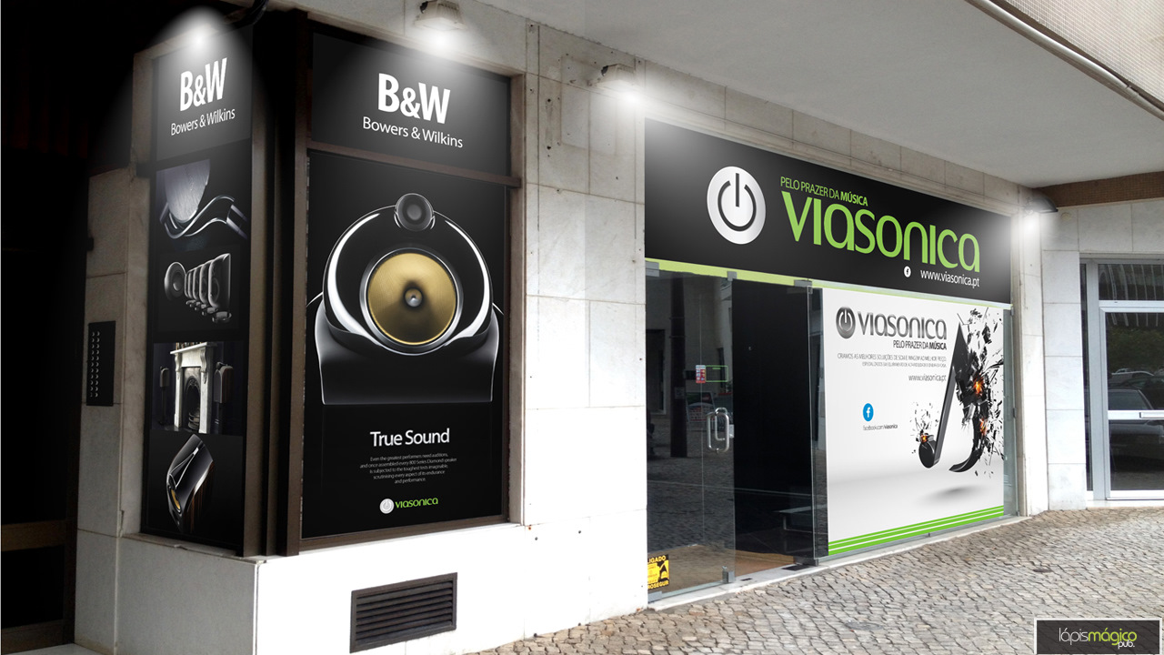 Fachada da nova loja da Viasonica, no Largo do Casal Vistoso, 3B, ao Areeiro, Lisboa